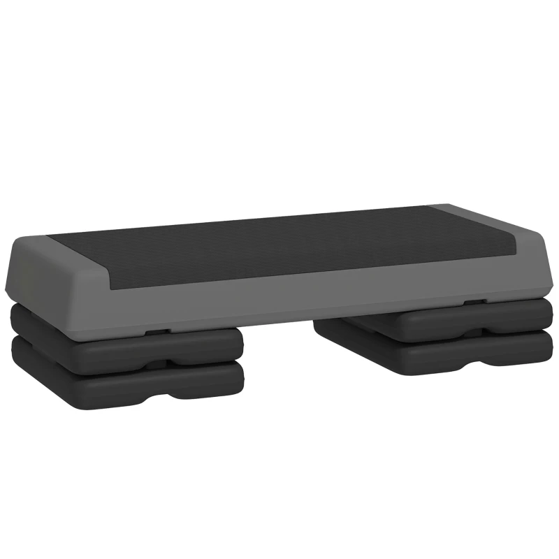 SPORTNOW Fitness-Stepper ajustable en altura, antideslizante, adecuado para hogar, gimnasio u oficina, de plástico, Gris