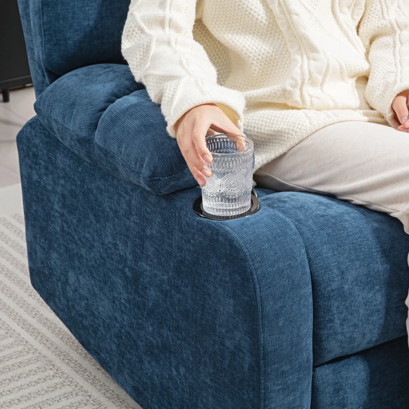 HOMCOM Sillón reclinable con reposapiés butaque giratorio hasta 150 kg marco de acero 88x96x108 cm Azul oscuro