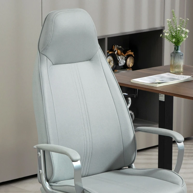 HOMCOM Sedia da ufficio sedia da ufficio altezza regolabile funzione basculante ruote girevoli 68 x 65 x 119-128,5 cm grigio