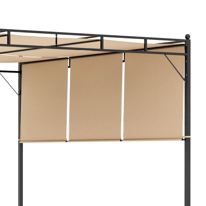 Outsunny Pergola con 3 teli retrattili 3L x 3P x 2,25H m struttura in acciaio - beige e nero