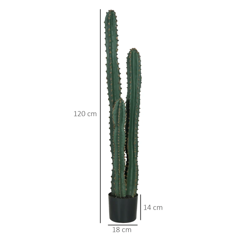Outsunny Cactus artificial de gran tamaño planta artificial de gran realismo 18x120 cm color Verde