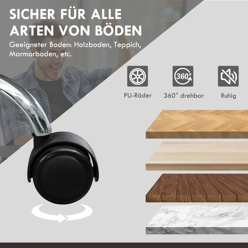 Vinsetto Silla de Oficina Ajustable con 6 Puntos de Masaje, Función de Calor, Reposapiés, Piel Sintética, Negro