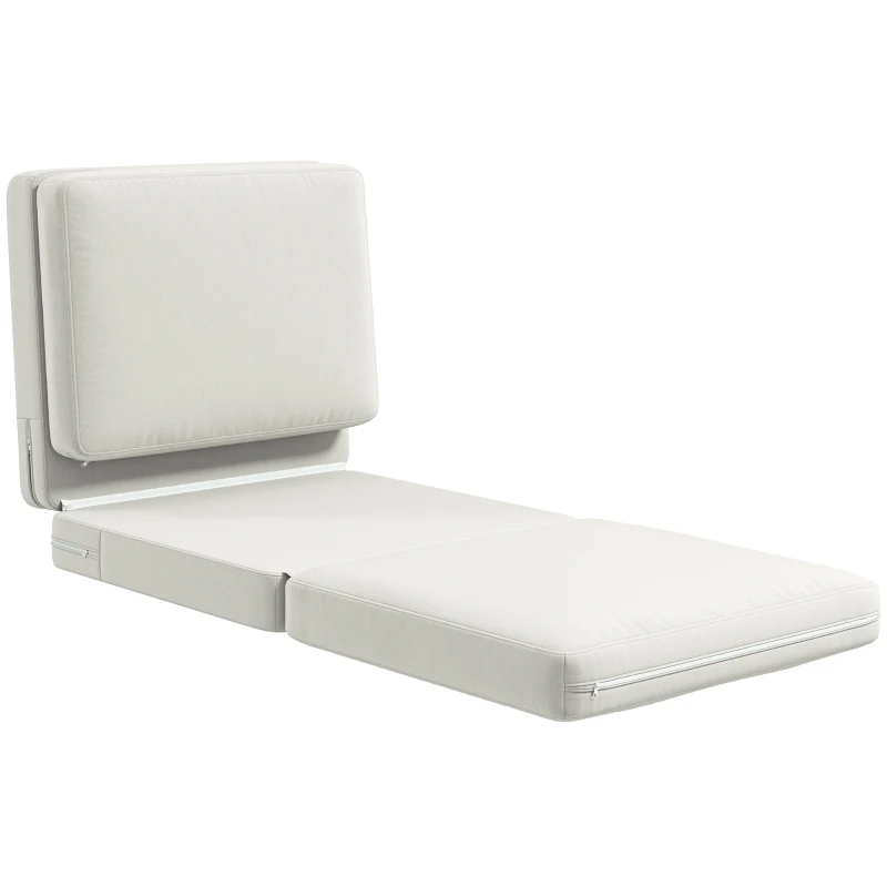 HOMCOM Sofá cama convertible 1 plaza sillón perezoso sofá cama de terciopelo para invitados salón 75x268x18 cm Crema