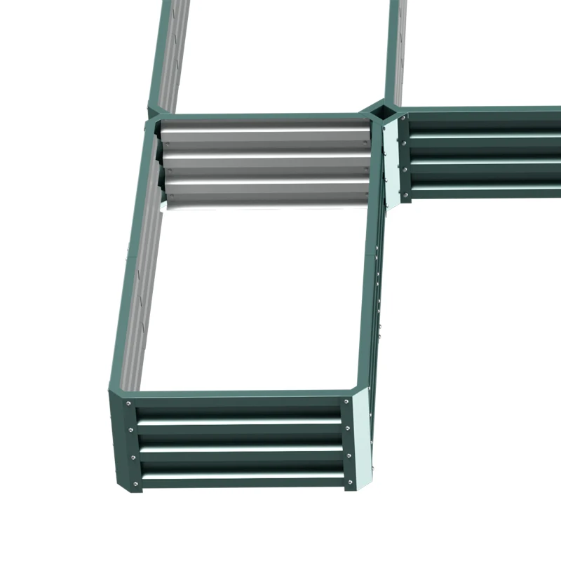 Outsunny Fioriera Quadrata da Giardino in Acciaio Modulare, Set di 5 Fioriere per Verdure, Piante, Fiori, Verde