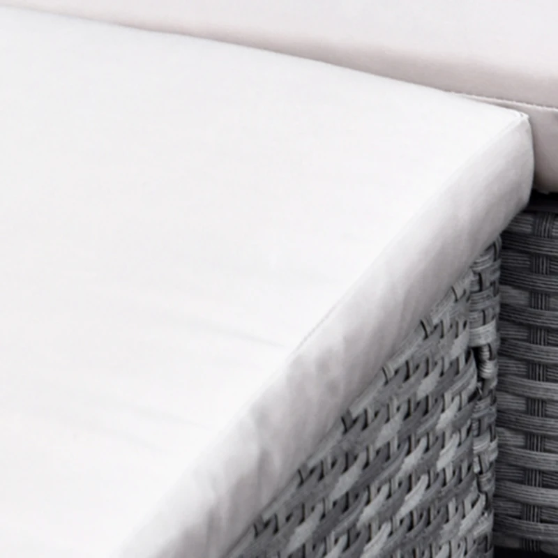 Outsunny Conjunto de salón de jardín para 6 personas sofá esquinero + 2 reposapiés + mesa de comedor 9 cojines de asiento y respaldo