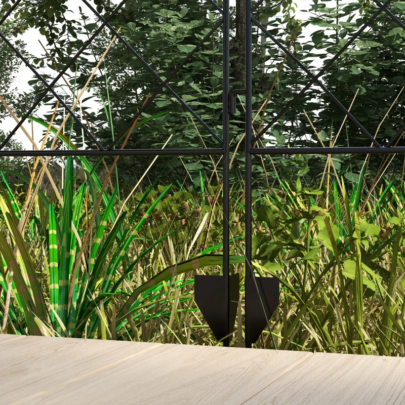 Outsunny Lote de 7 vallas de jardín decorativas de metal con ornamentos - 344x110 cm Negro