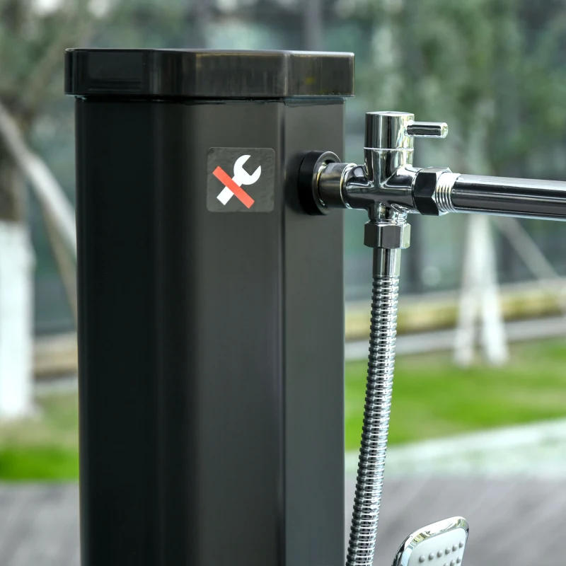 Outsunny Doccia Solare da Esterno, Serbatoio 35L, Pressione Max 3.5, con Rubinetto per i Piedi, Nero