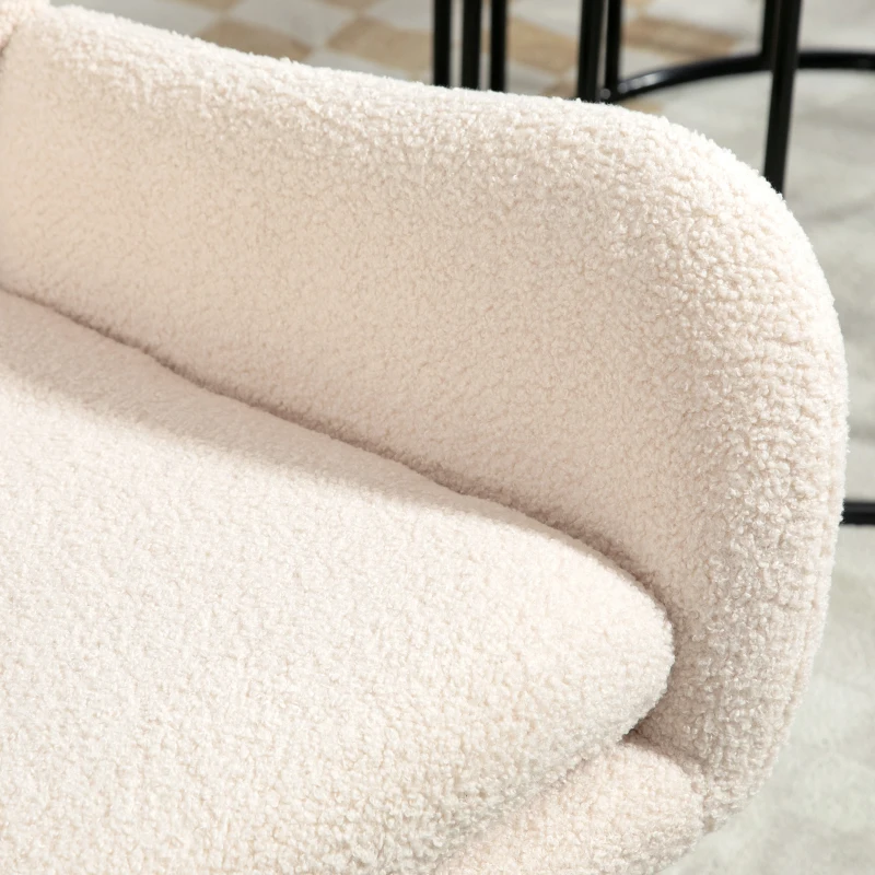 HOMCOM Poltrona a Dondolo, Poltrona a Dondolo con Sedile Spesso 10 cm, Piedi Curvi in Acciaio, Beige e Nero