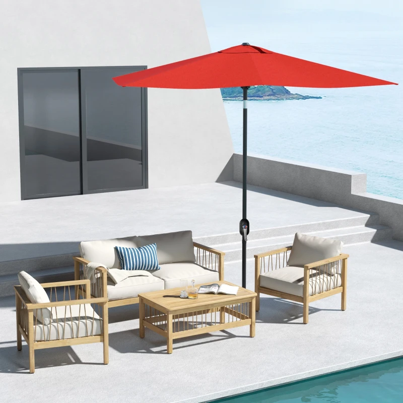 Outsunny Sombrilla rectangular inclinable 2x3 m con manivela tela poliéster impermeabilizada alta densidad 180g/m² Rojo