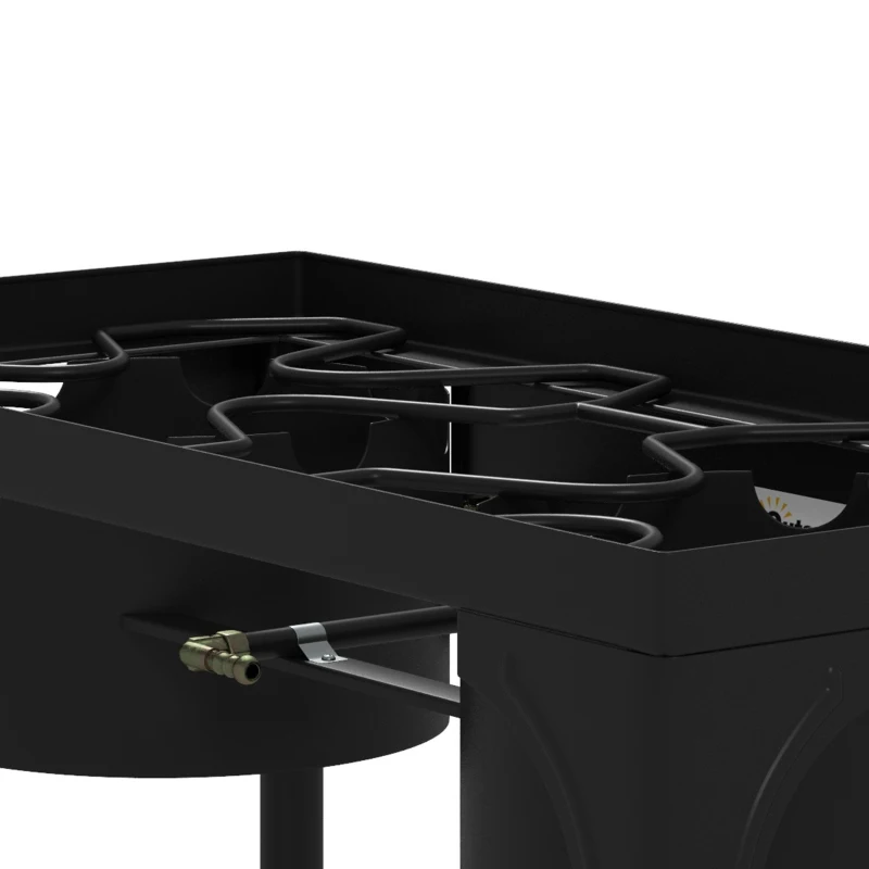 Outsunny Gaskocher mit 2 Brennern 150.000 BTU aus Gusseisen mit abnehmbaren Beinen, Schwarz