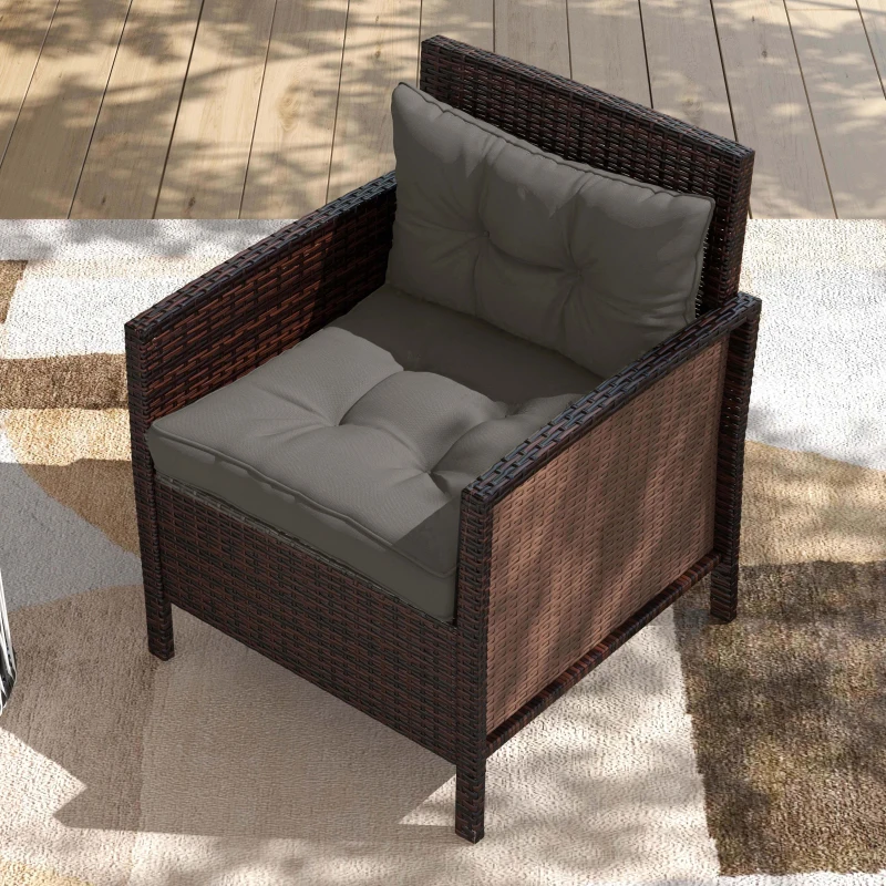 Outsunny Set di 4 Cuscini per il Giardino con 2 Cuscini per la Seduta e 2 Cuscini per lo Schienale, Poliestere, Grigio Antracite