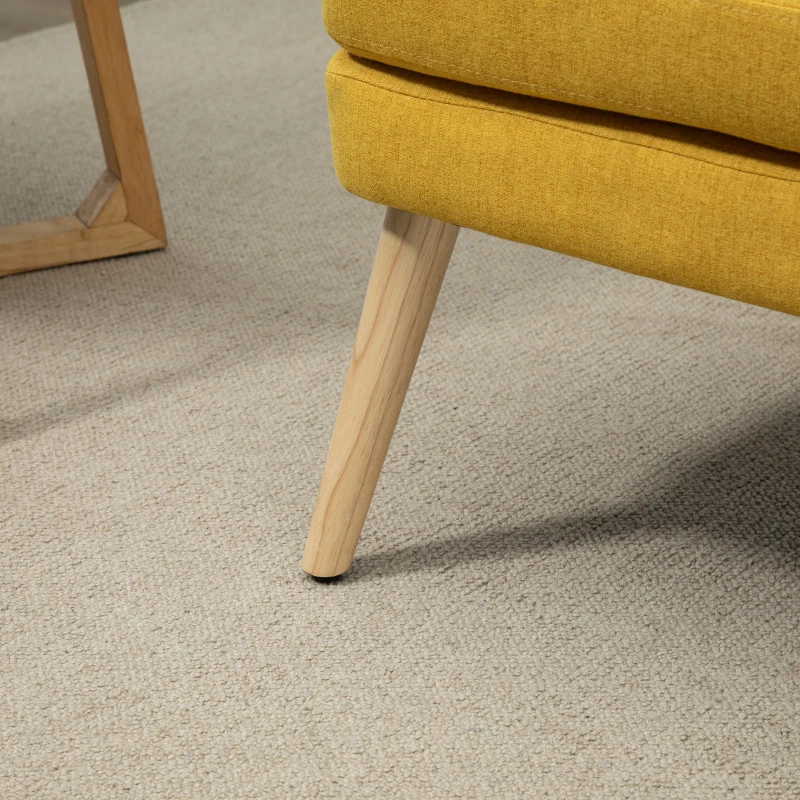 HOMCOM Sillón de lounge con Imitación de Lino Apoyabrazos Acolchado Sillón de relax con Patas de Madera para Sala