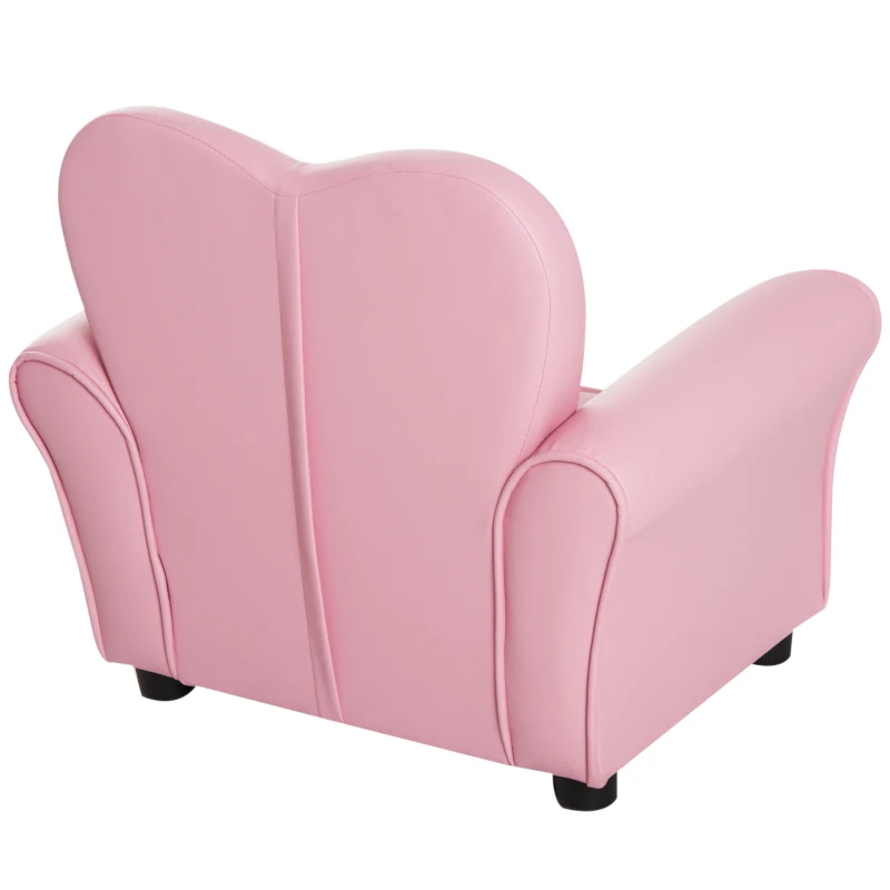 HOMCOM Fauteuil pour Enfants Imbottita, Fauteuil pour chambre d'enfant avec Revêtement en PVC et Structure en Bois, 59x41.5x49cm, Rose(m-4)