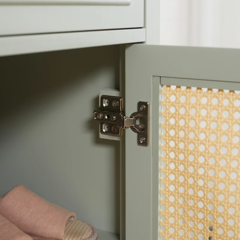 HOMCOM Mobiletto da Ingresso, Scarpiera con 2 Ante e Cassetto, Effetto Intrecciato, 80 x 40 x 110 cm, Verde