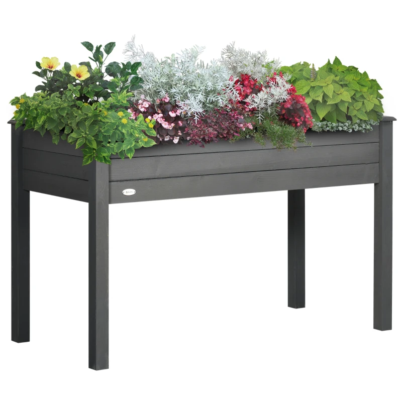 Outsunny Vaso da Giardino Rialzato con Inserti per l'Irrigazione e Feltro per il Drenaggio, Legno Massello di Abete, 123L x 57l x 76H cm