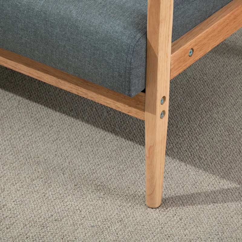 HOMCOM Divano 2 Posti Stile Scandinavo con Braccioli, Piedi in Legno, 115l x 66,5P x 73H cm, Grigio