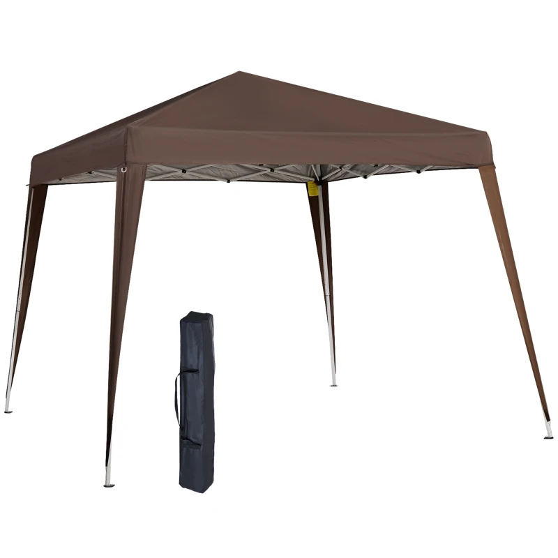 Outsunny Pérgola Carpa de Jardín Pop-up Plegable 2,4x2,4 m Acero Poliéster Saco de Transporte Chocolate
