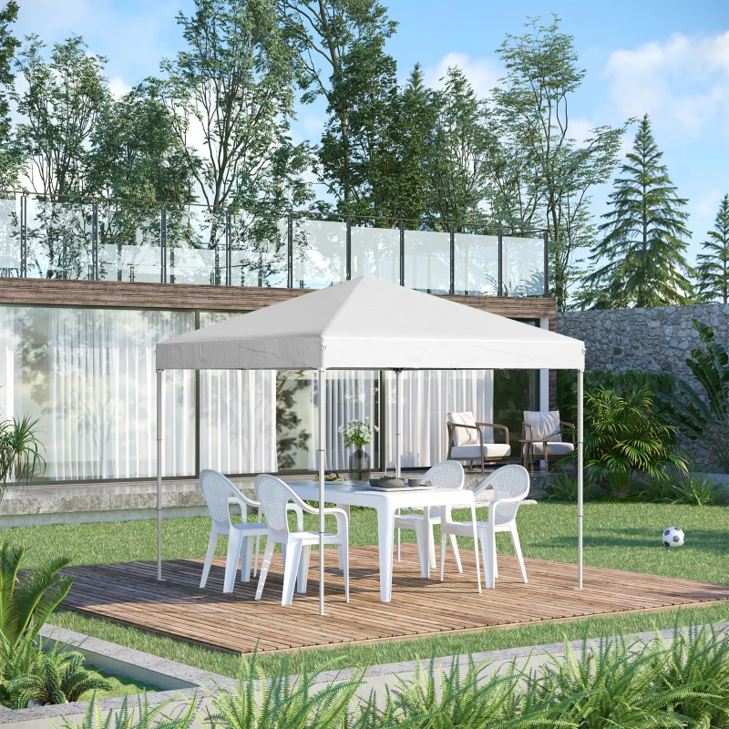 Outsunny Gazebo Pieghevole 2,5 x 2,5 m Wasserdicht mit Seilen und Heringen, aus Stahl und Oxford-Gewebe, Weiß