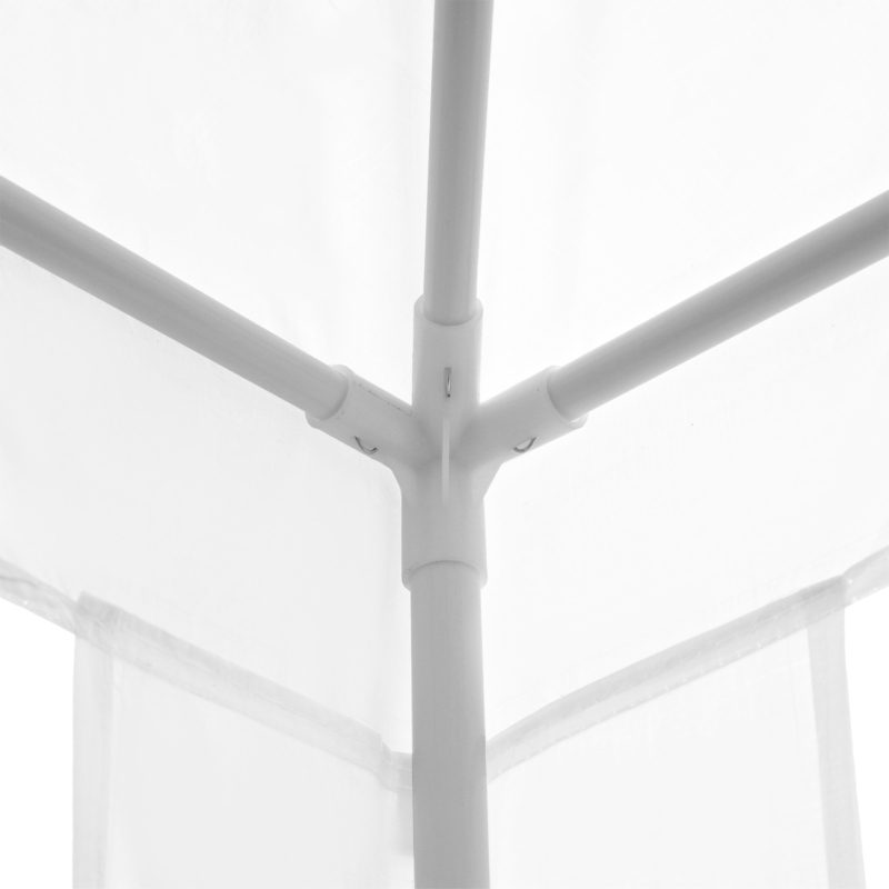 Outsunny Pérgola 2,7x2,7 m Cenador de Jardín metal epoxi Tela PE Alta densidad Blanco