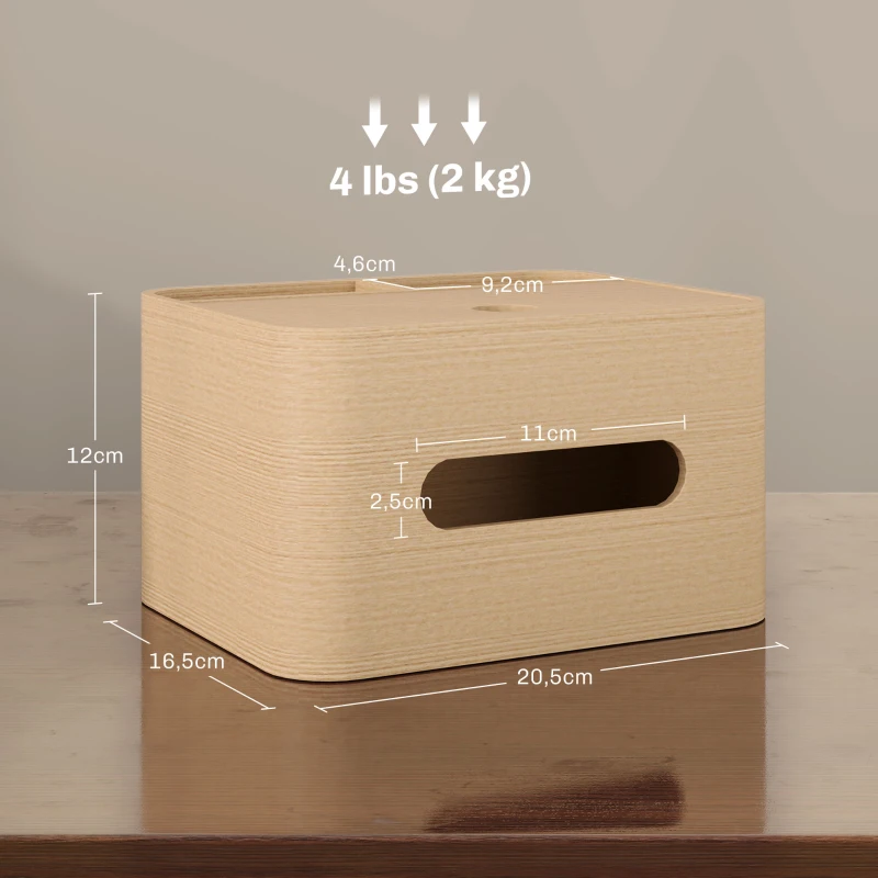 HOMCOM Kompakter Büroorganizer aus Naturholz mit 2 Fächern und Taschentuchbox