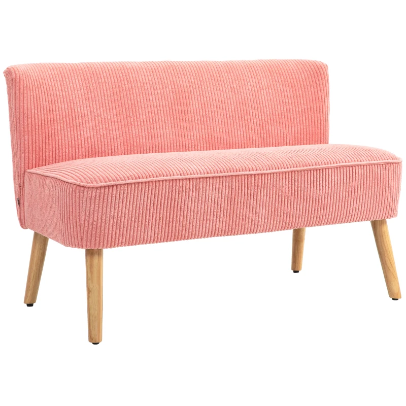 HOMCOM Divano a Due Posti, Design Scandinavo Elegante, Struttura in Legno Massello, Fino a 150 kg, 117 x 56,5 x 77 cm, Rosa
