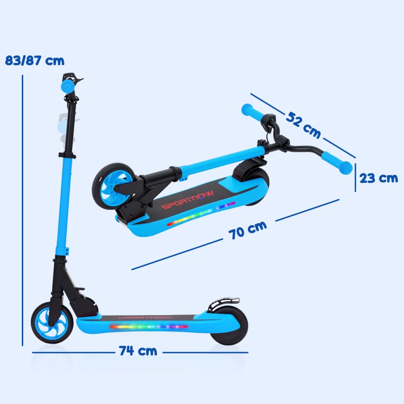 SPORTNOW Trottinette Électrique Pliable de +6 Ans Moteur 120 W Autonomie 6 KM MAX 10 KM/H Roues de 5" - 5,5" Hauteur Ajustable Bleu(m-3)