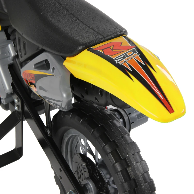 HOMCOM Moto Cross eléctrica para niños de 3 a 6 años 6 V luces bocina música 102x53x66 cm Amarillo y Negro