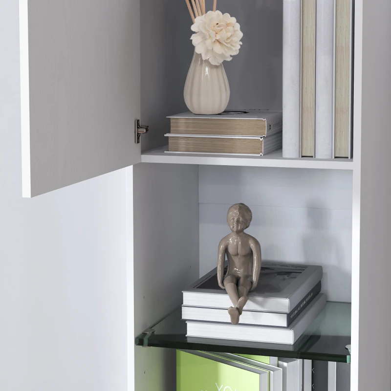 HOMCOM Biblioteca Mueble de Almacenamiento estantería de almacenamiento con 2 puertas estantes ajustables 40x38x160 cm Blanco