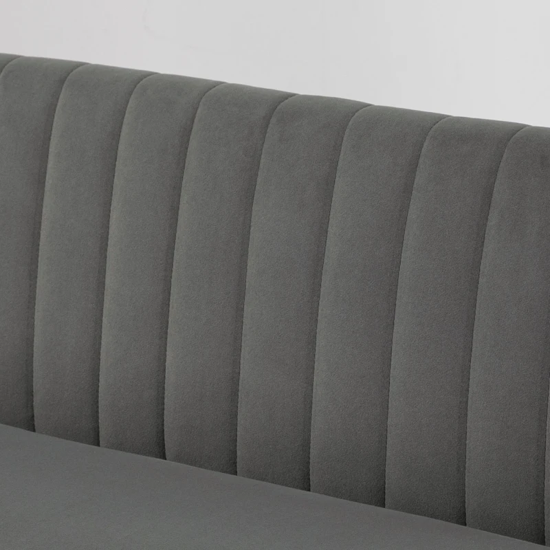 HOMCOM Sofá de diseño retro de 2 plazas patas de madera 117x56,5x77 cm Gris Oscuro