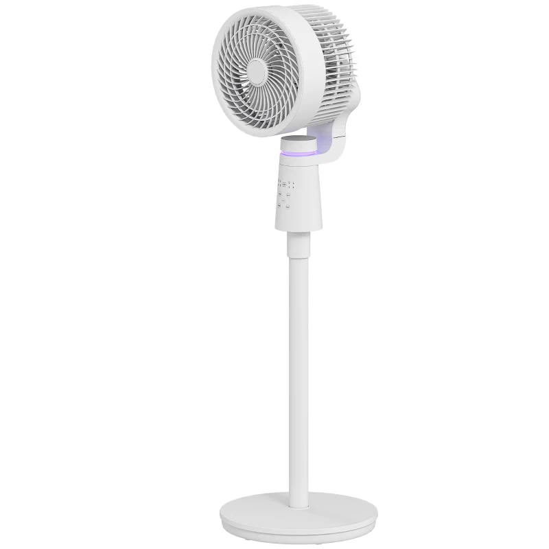 HOMCOM Pedestal Air Circulation Fan with Oscillating, Light Off, White