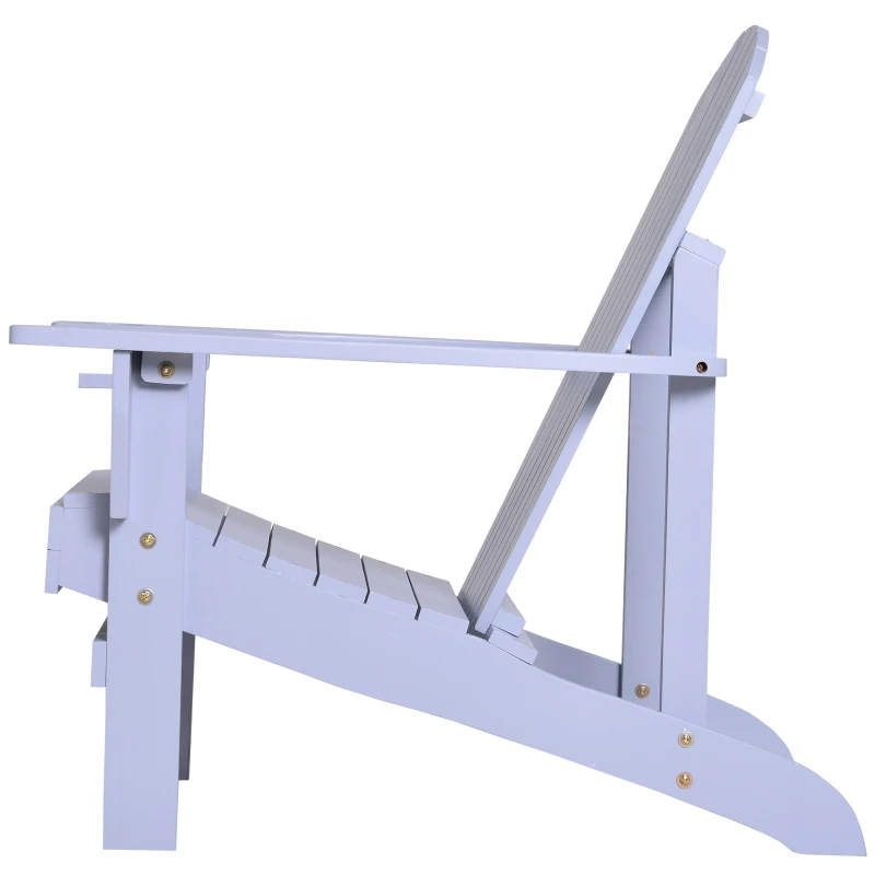 Outsunny Adirondack-Gartenstuhl mit Becherhalter Gartenliege Balkonstuhl Massivholz Grau 72,5 x 97 x 93 cm