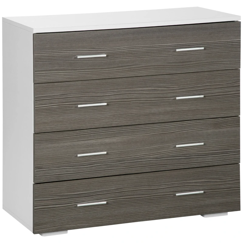 HOMCOM Cómoda mueble de almacenamiento estilo contemporáneo 4 cajones 76 x 35 x 72 cm blanco y gris