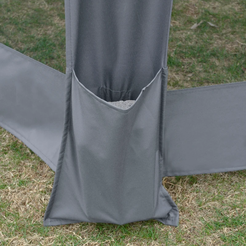 Outsunny 3.2m Pop Up Gazebo Hexagonal Canopy Tent for Outdoor Sun Protection, Includes Mesh Sidewalls and Handy Bag, Grey