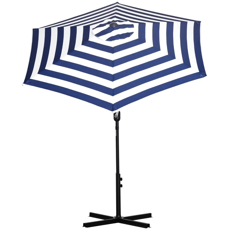 Outsunny Sonnenschirm Gartenschirm Terrassenschirm Gestell Stahl im Freien Blauer Streifen Ø230 x 216 cm