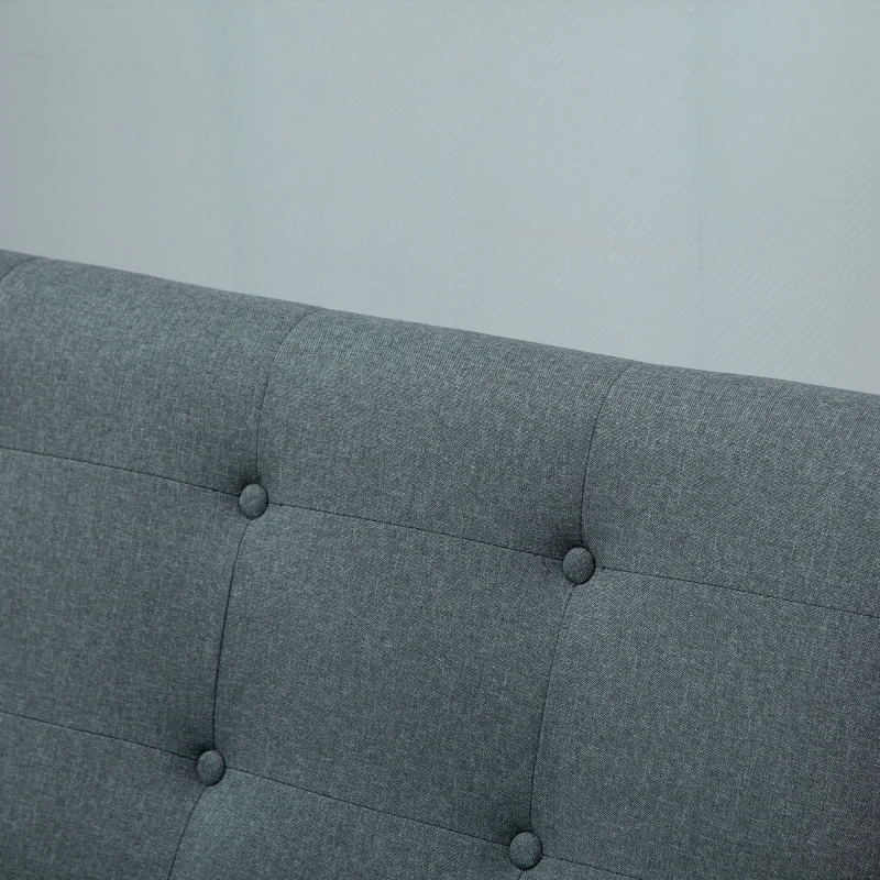 HOMCOM Sofá 2 plazas estilo escandinavo con reposabrazos patas de madera 115x66,5x73 cm Gris