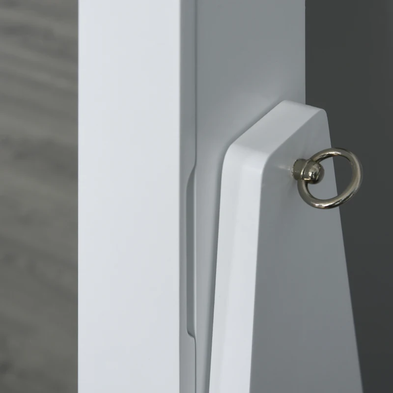 HOMCOM Armario para Joyas con Espejo LED de Pie Multi-compartimentos 40x37x161 cm Blanco