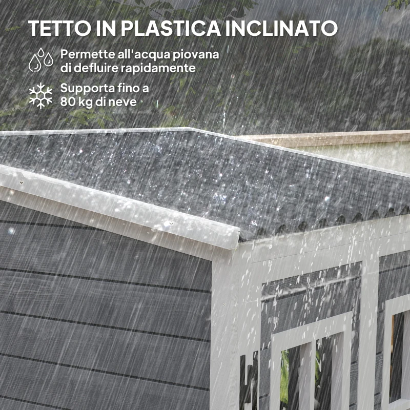 Outsunny Casetta da Giardino in Legno con Ripiani Regolabili, Due Porte con Blocco e Finestre, Grigio(m-6)