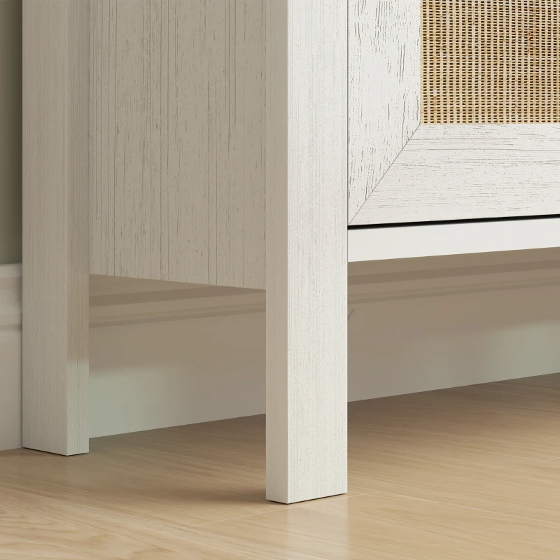 HOMCOM Mueble de zapatos estante de zapatos armario 3 puertas abatibles efecto ratán - en madera Blanco