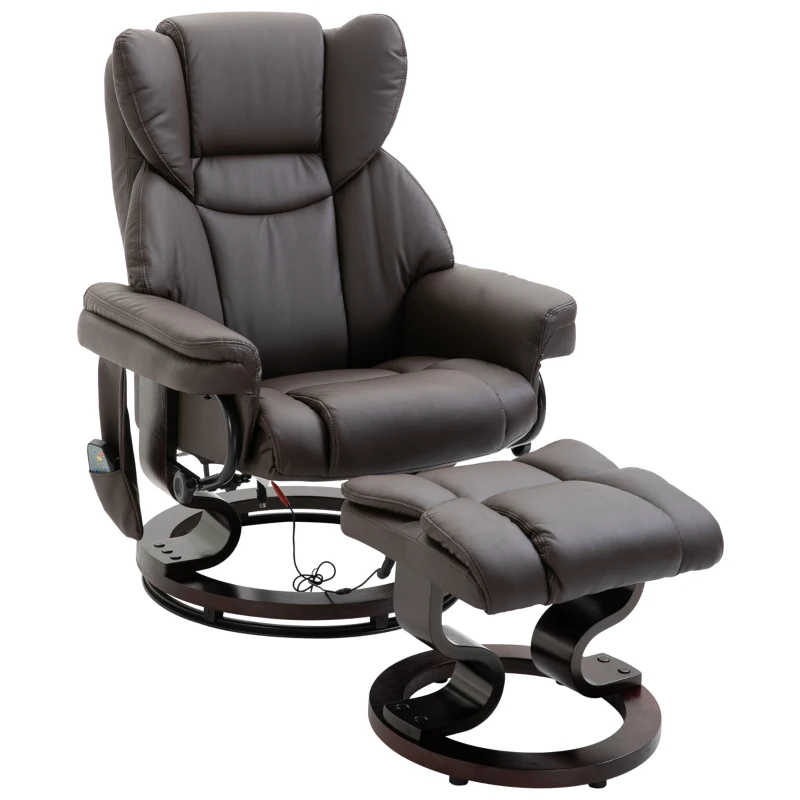 HOMCOM Sillón de Masaje con Reposapiés Sillón de TV eléctrico con función reclinable Sillón de masajes giratorio con control remoto
