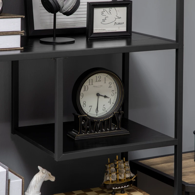 HOMCOM Biblioteca estantería de almacenamiento a 7 niveles marco de acero estilo industrial 83x34x180 cm Negro