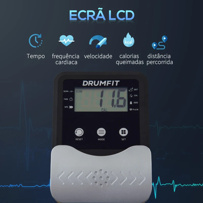 HOMCOM Bicicleta Estática com Volante de Inércia de 6,5kg Bicicleta Fitness com Assento e Guiador com Altura Ajustável Ecrã LCD e Rodas para Casa 110x52x105x120cm Preto