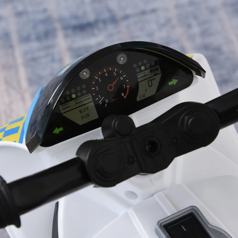 HOMCOM Correpasillos para Niños Moto de Carreras con Efectos Musicales y Luminosos y Maletero de Almacenamiento Azul Blanco