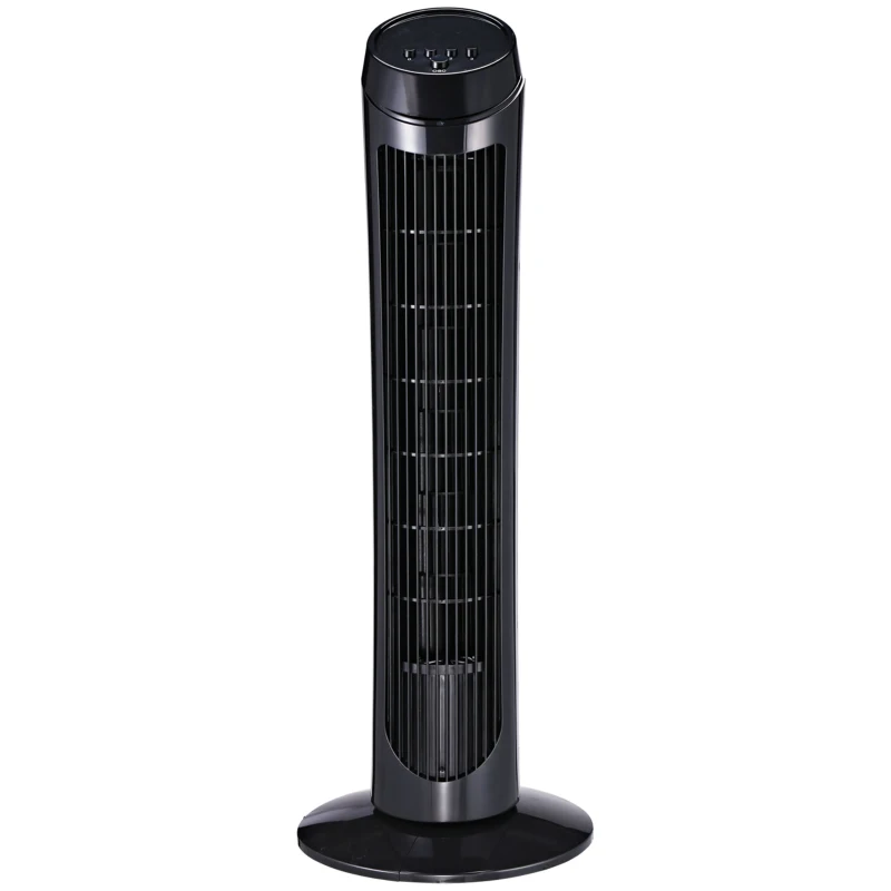 HOMCOM Ventilador de torre de columna oscilante silencioso 45 W 3 velocidades 27x27x75 cm Negro