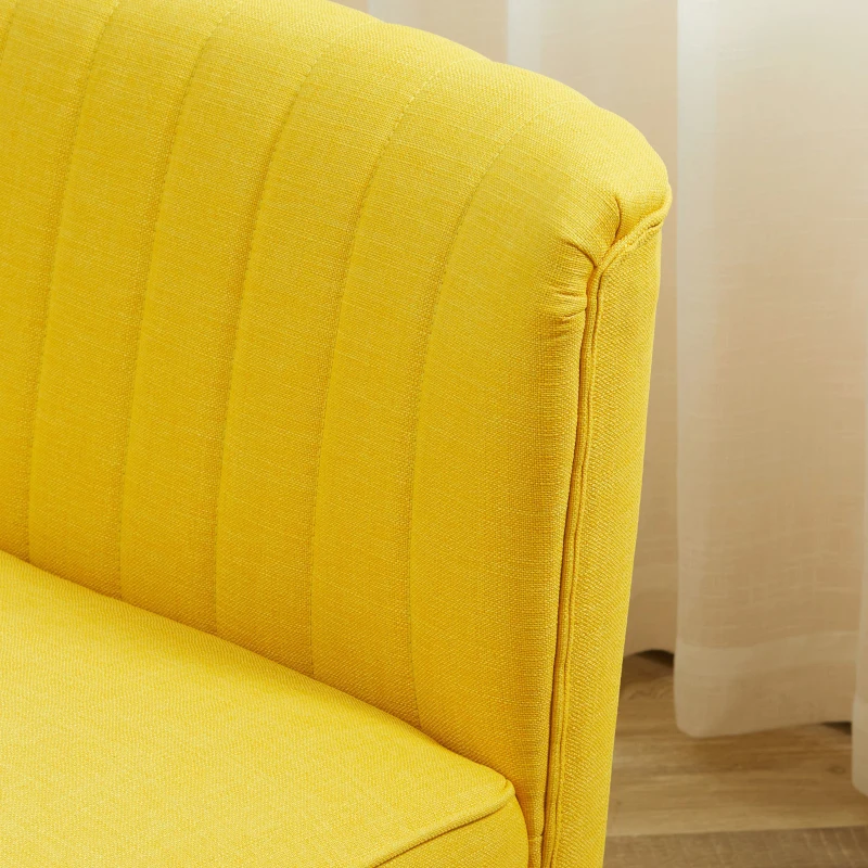 HOMCOM Sofá de 2 plazas acolchado suave revestimiento fácil de limpiar soporta hasta 150 kg 117x56,5x77 cm Amarillo