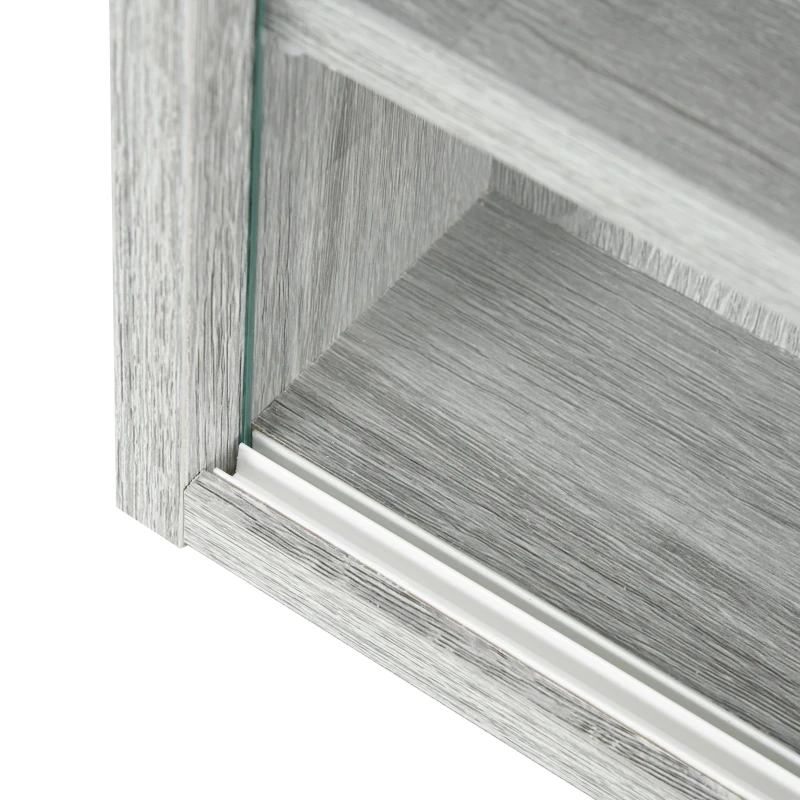 HOMCOM Vitrina de pared para objetivos de colección 5 estantes ajustables en altura y 2 puertas corredizas 80x9,5x60 cm Gris