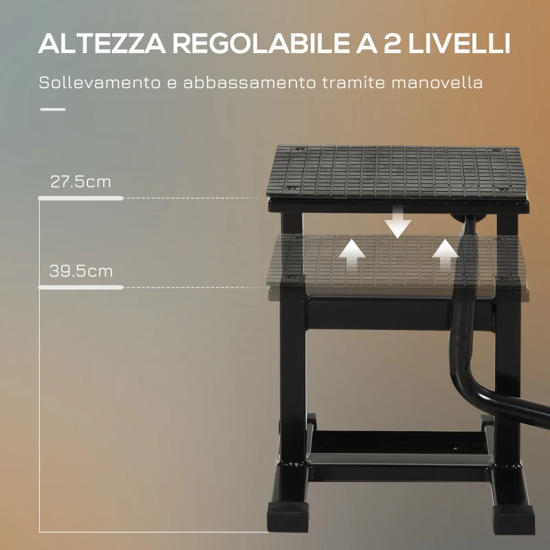 DURHAND Cavalletto Alzamoto in Acciaio max 150kg con Superficie in Gomma e Manovella, 48x34x43 cm, Nero