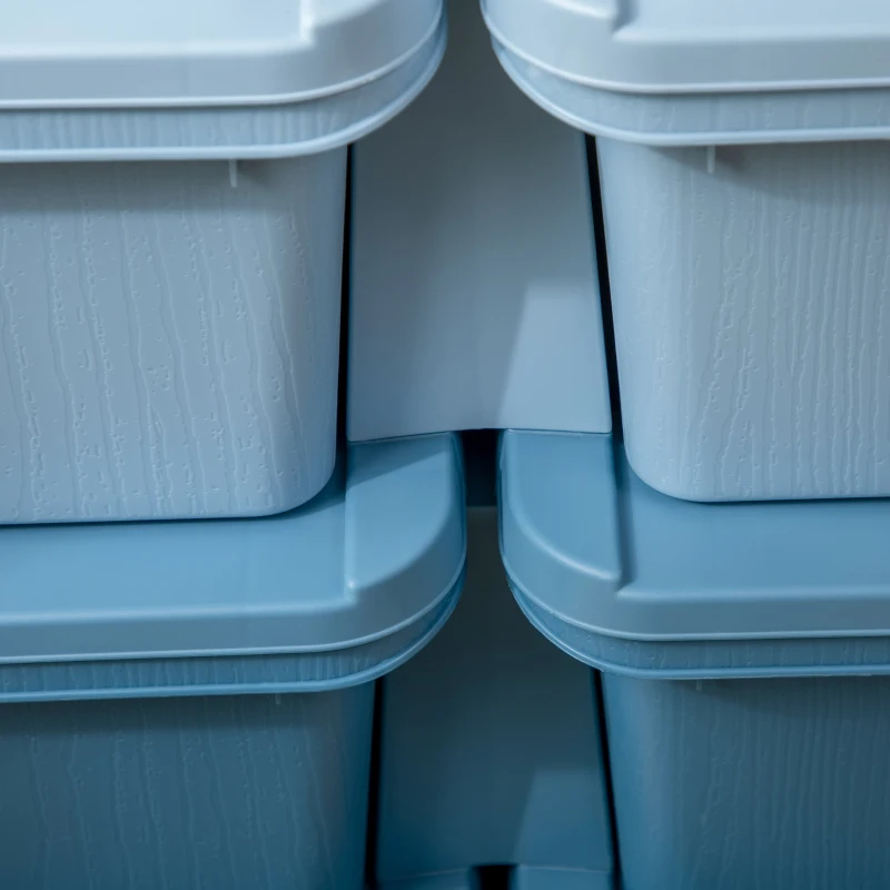 HOMCOM Caja de almacenamiento para niños, Caja de almacenamiento infantil, 3 cajones, Azul