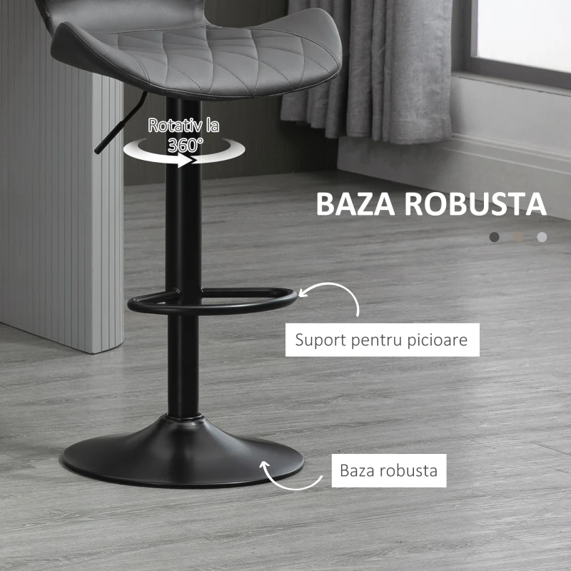Homcom Set 2 Scaune Bar din Piele Sintetica Reglabile Negru(m-7)