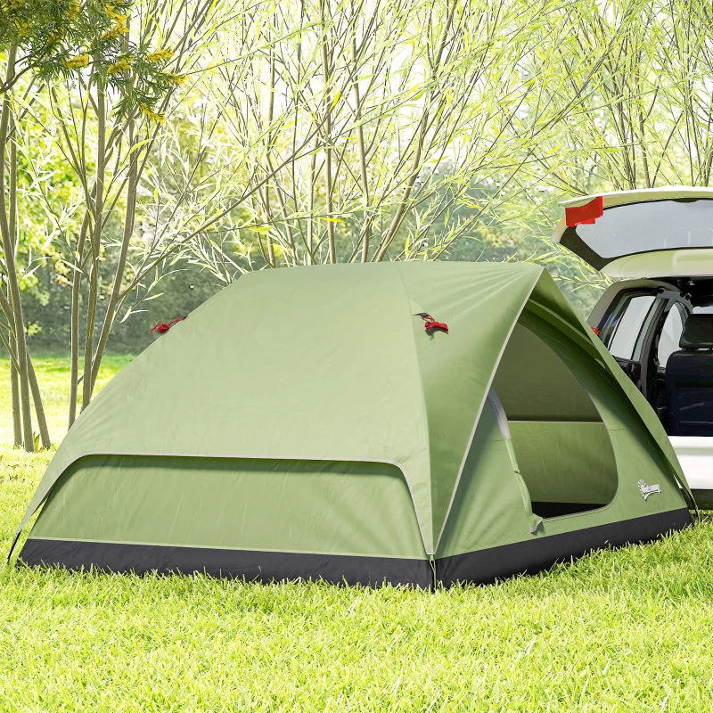 Outsunny Tenda da Campeggio per 3 Persone Impermeabile con Tasche, Gancio per Lanterna e Borsa di Trasporto, Verde