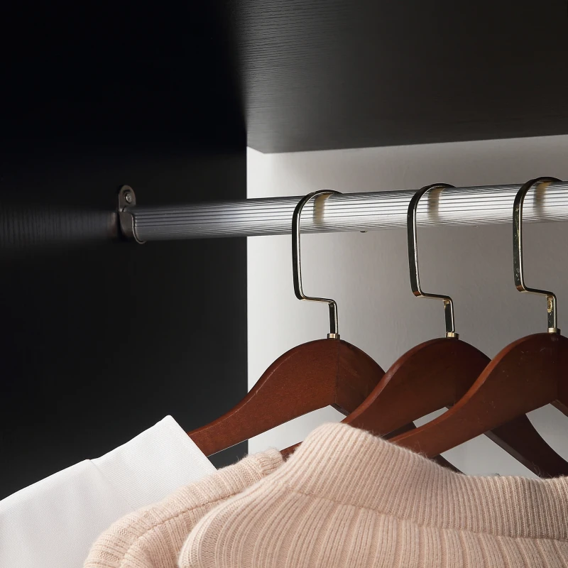HOMCOM Armario perchero Mueble de Almacenamiento Móvil 6 ruedas 120x40x128 cm en madera Negro